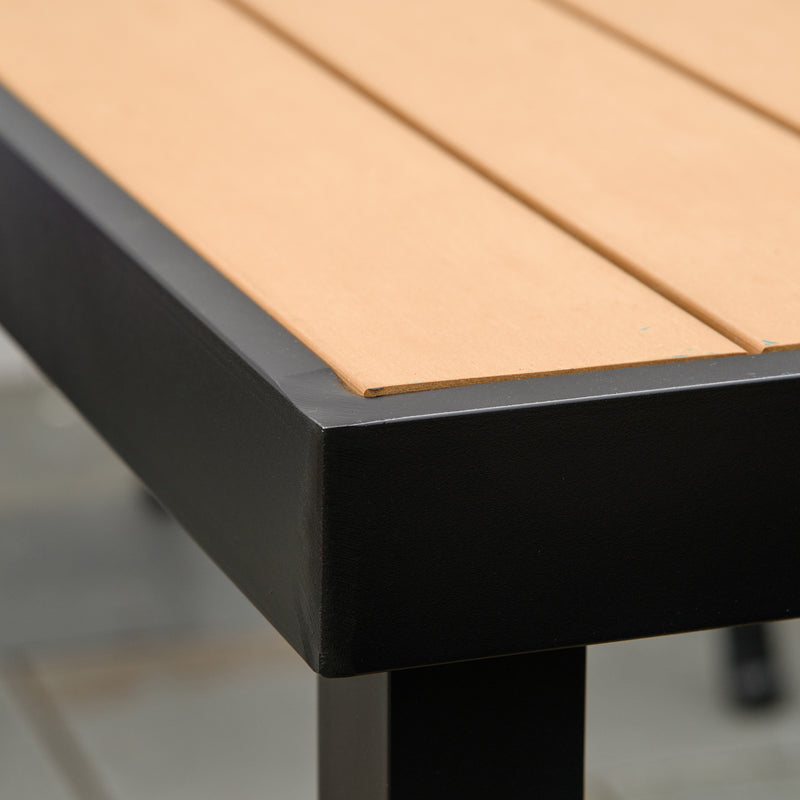 Tavolo da Giardino 140x90x74 cm in Alluminio e Plastica Nero e Color Legno-7