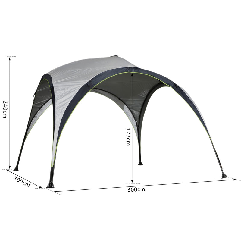 Tenda da Campeggio 3x3m Gazebo da Giardino con Corde e Picchetti in Poliestere Bianco e Blue -3
