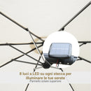 Ombrellone da Giardino Decentrato Ø2,95m con Led a Energia Solare Crema-6