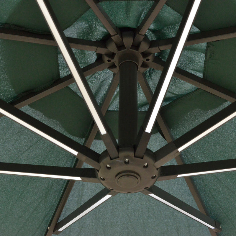 Ombrellone da Giardino Decentrato Ø2,95m con Led a Energia Solare Verde-8