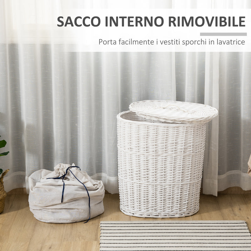 Cesto Portabiancheria 51x38x57 cm in Vimini con Coperchio e Sacco Interno  Bianco – acquista su Giordano Shop