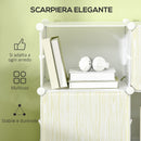 Scarpiera Modulare 125x32x125 cm 12 Cubi in Plastica e Acciaio Bianco Legno Naturale-4