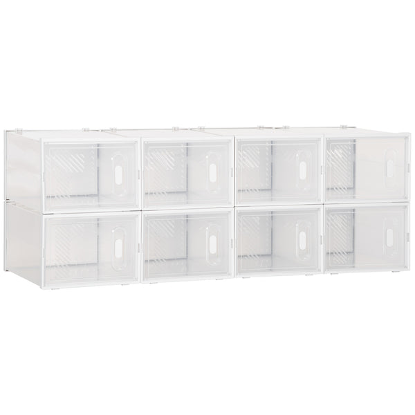 Scarpiera Modulare 8 Cubi 28x36x21 cm in Plastica Bianco e Trasparente sconto