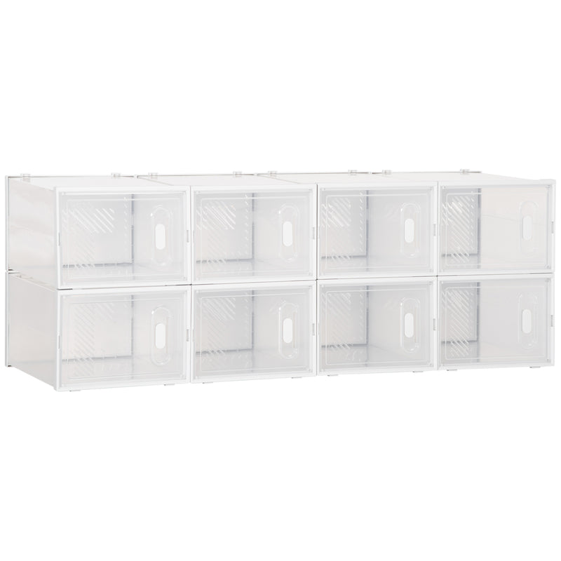 Scarpiera Modulare 8 Cubi 28x36x21 cm in Plastica Bianco e Trasparente-1