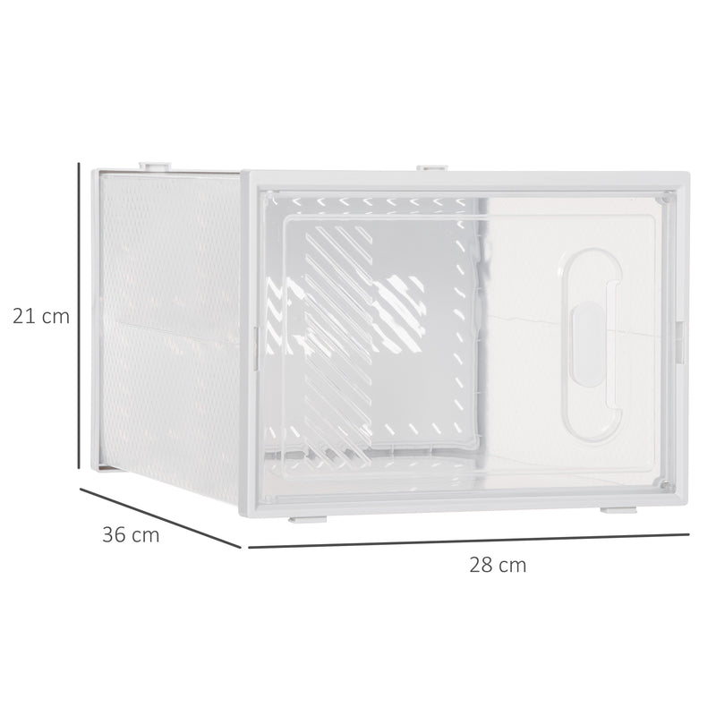 Scarpiera Modulare 8 Cubi 28x36x21 cm in Plastica Bianco e Trasparente-3