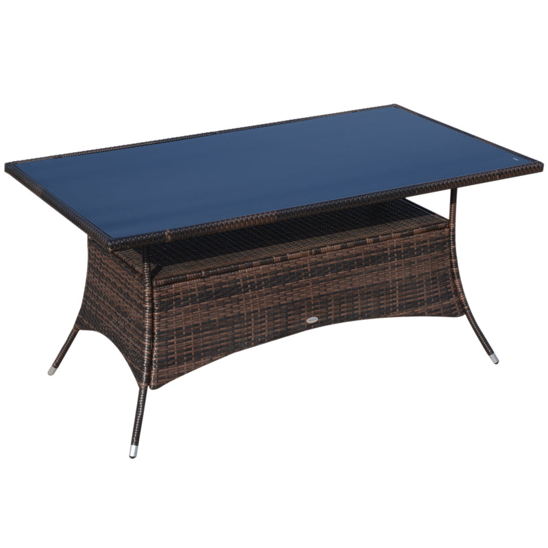 Tavolino da Giardino in Rattan Sintetico con Ripiano Inferiore Marrone 150x85x74 cm -1