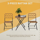 Set Tavolino e 2 Sedie Pieghevoli da Giardino in Rattan e Acciaio -5