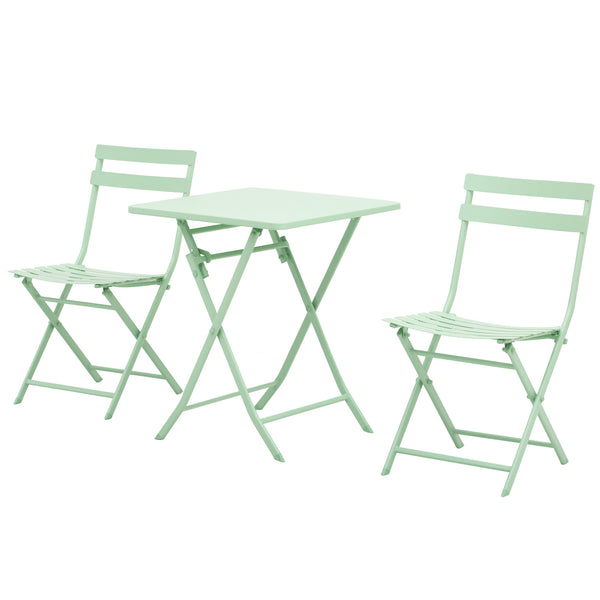online Set Tavolo e 2 Sedie Pieghevoli da Giardino in Metallo Verde