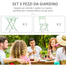 Set Tavolo e 2 Sedie Pieghevoli da Giardino in Metallo Verde-4