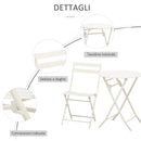 Set Tavolino e 2 Sedie Pieghevoli da Giardino in Acciaio Bianco-4