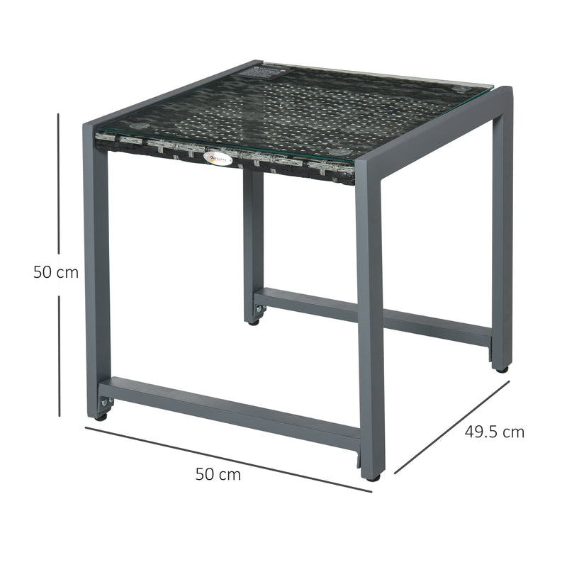 Tavolo da Giardino in Alluminio e Rattan Sintetico Grigio 50x49.5x50 cm -3