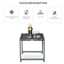 Tavolo da Giardino in Alluminio e Rattan Sintetico Grigio 50x49.5x50 cm -4