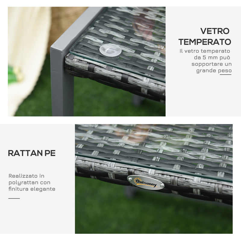 Tavolo da Giardino in Alluminio e Rattan Sintetico Grigio 50x49.5x50 cm -6