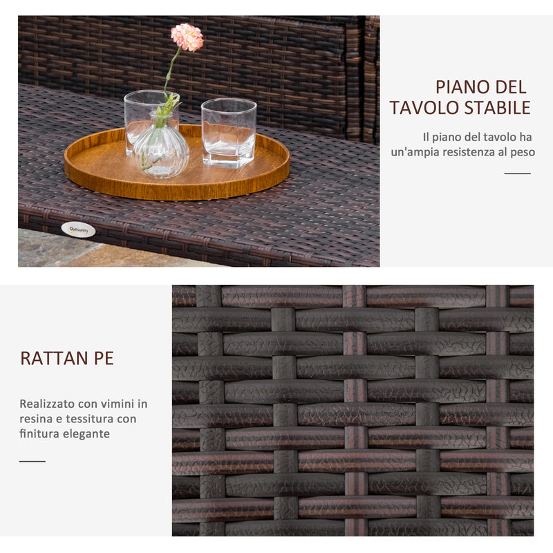 Tavolino Basso da Giardino 90x50x35 cm in Rattan Marrone-5