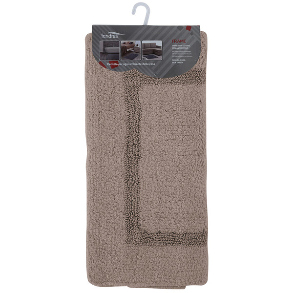 Tappeto Bagno in Cotone con Antiscivolo Tortora Feridras Frame sconto