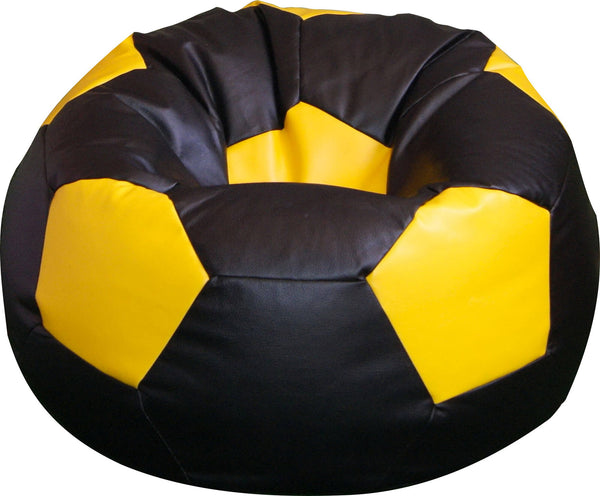 online Poltrona a Sacco Pouf Ø100 cm in Similpelle Baselli Pallone da Calcio Nero e Giallo