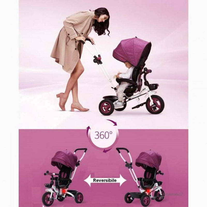 Passeggino Triciclo Seggiolino Reversibile  4 in 1 Boso Happy Kids Rosso-7