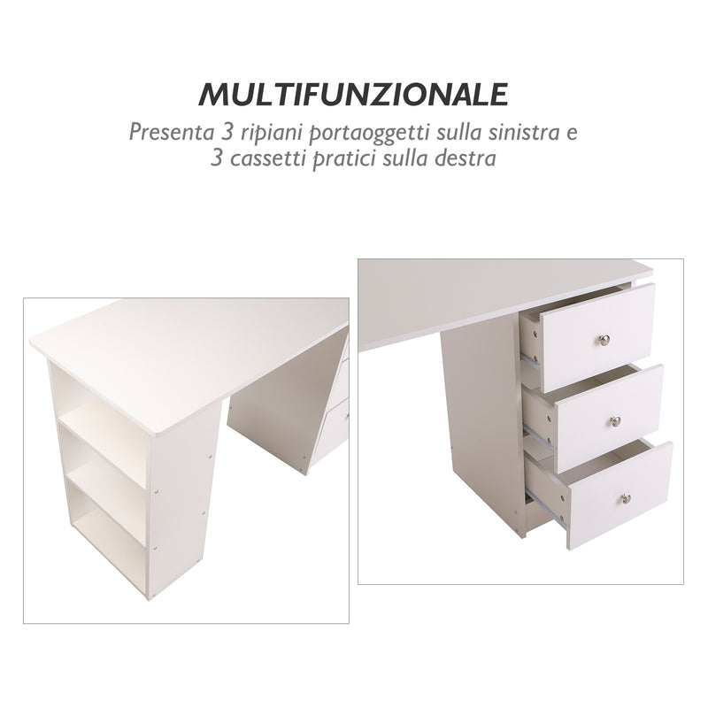 Scrivania con Cassetti e Ripiani Portaoggetti Bianco 120x49x72 cm -5
