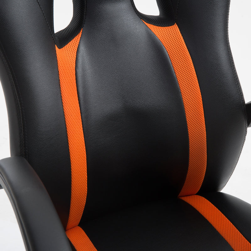 Sedia da Gaming Ergonomica Imbottita con Altezza Regolabile Nero Arancione -6