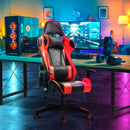 Sedia da Gaming Ergonomica in Similpelle Altezza Regolabile con Cuscino  Nera e Rossa-2