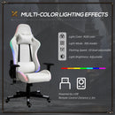 Sedia da Gaming Ergonomica con Luci a LED in Similpelle Bianca-6