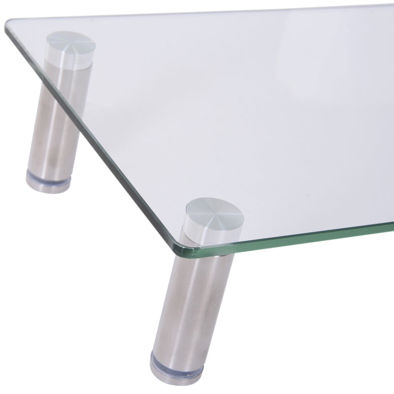Supporto Monitor da Scrivania Regolabile 56x21x9-11H cm in Vetro e Acciao  Glass-6