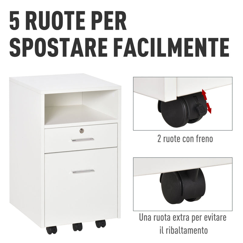 Cassettiera per Scrivania da Ufficio 39,5x40x60 cm in Truciolare Bianco –  acquista su Giordano Shop