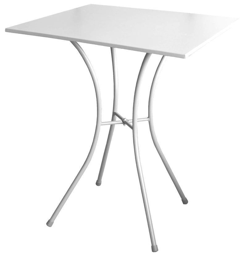 Tavolino da Giardino 60x60x72 cm in Acciaio Bauer Luna Bianco-1
