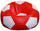 Poltrona a Sacco Pouf Ø100 cm in Similpelle Baselli Pallone da Calcio Rosso e Bianco