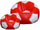 Poltrona a Sacco Pouf Ø100 cm in Similpelle con Poggiapiedi Baselli Pallone da Calcio Rosso e Bianco