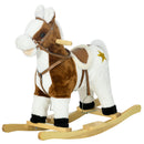 Cavallo a Dondolo per Bambini 68x26x62 cm con Suoni in Peluche Marrone-1