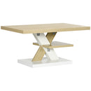 Tavolino da Caffè  90x60x45 cm con Ripiano Centrale in Legno Bianco e Legno-1