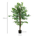 Pianta Artificiale di Ficus da Interno e Esterno H150 cm con Vaso Verde-3