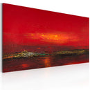 Quadro Dipinto - Tramonto Rosso Sul Mare 120x60cm Erroi-1