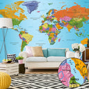 Carta da Parati Fotomurale XXL - World Map - Colourful Geography II 500x280 cm Erroi-1