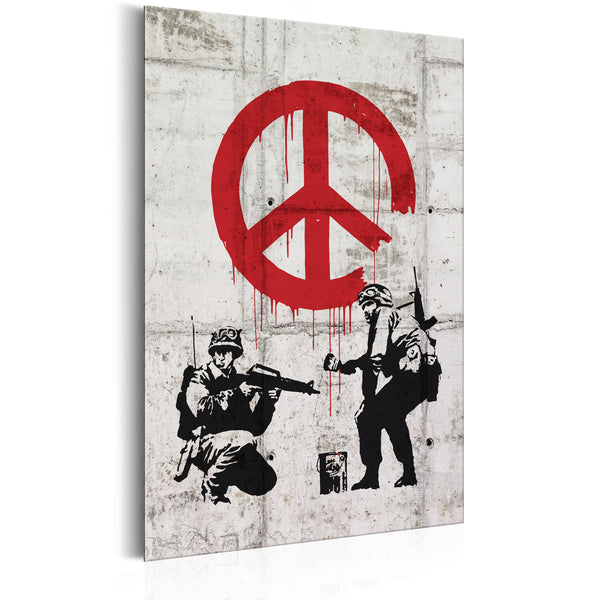 Targa In Metallo - Soldiers Painting Peace By Banksy 31x46cm Erroi online