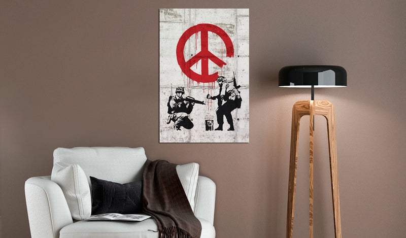 Targa In Metallo - Soldiers Painting Peace By Banksy 31x46cm Erroi-2
