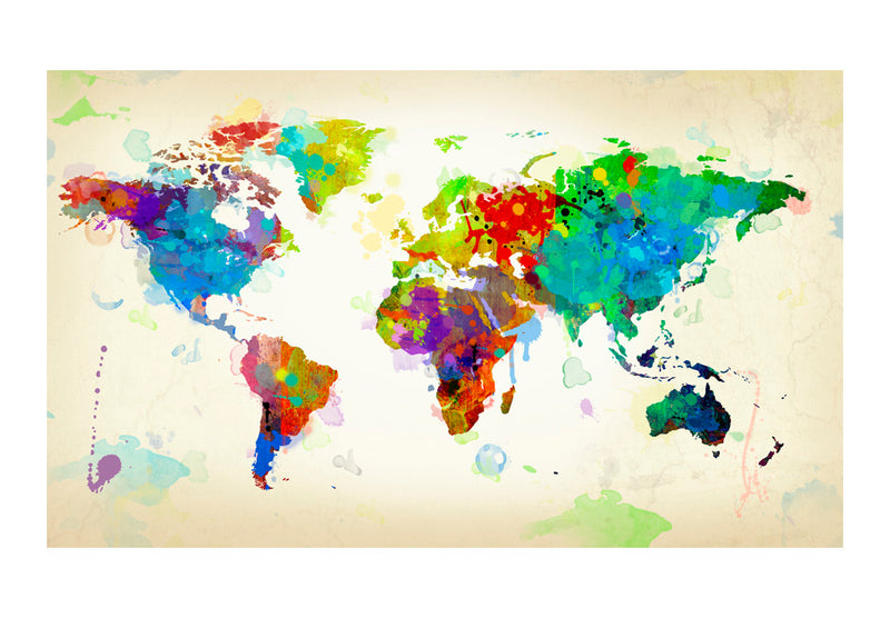 Carta da Parati Fotomurale - Paint Splashes Map Of The World 450x270 cm Erroi-2