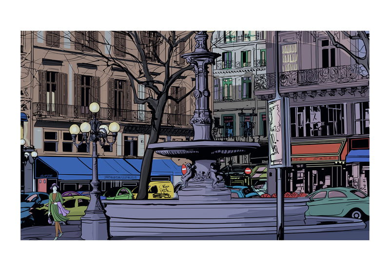 Carta da Parati Fotomurale - Crepuscolo su Una Piazza Parigina 450x270 cm Erroi-2