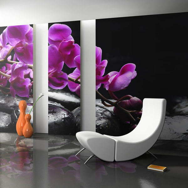 sconto Carta Da Parati Fotomurale - Momento Di Relax - Un'Orchidea E Pietre Zen 450x270cm Erroi