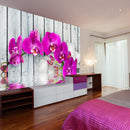 Fotomurale - Violet Orchids With Water Reflexion 350X270 cm Carta da Parato Erroi-1