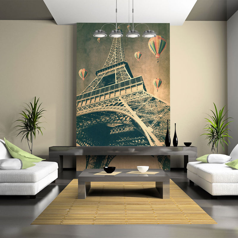 Carta da Parati Fotomurale - Mongolfiere Sopra La Torre Eiffel 350x270 cm Erroi-1