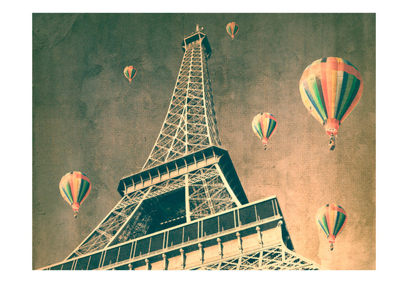 Carta da Parati Fotomurale - Mongolfiere Sopra La Torre Eiffel 350x270 cm Erroi-2