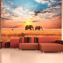Fotomurale - Elefanti Nella Savana Africana 200X154 cm Carta da Parato Erroi-1