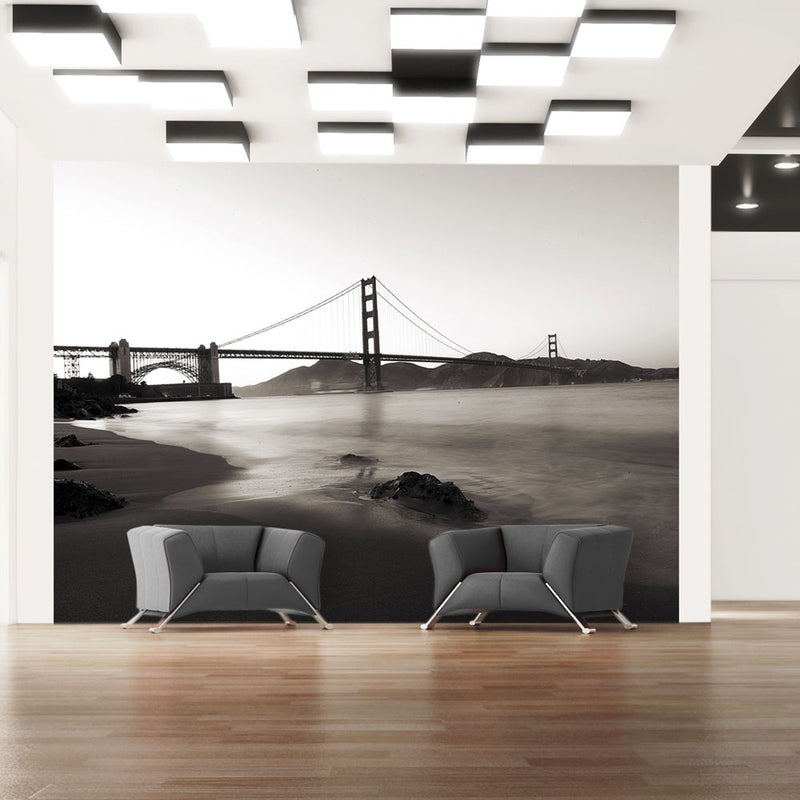 Fotomurale - San Francisco: Il Golden Gate in Bianco e Nero 200X154 cm Carta da Parato Erroi-1