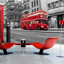 Fotomurale - Cabina Telefonica e Autobus a Due Piani: Londra 200X154 cm Carta da Parato Erroi-1