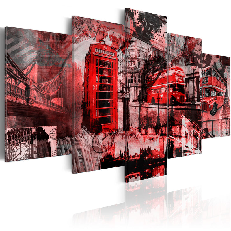 Quadro - Collage Londinese: 5 Pezzi 100X50Cm Erroi-1