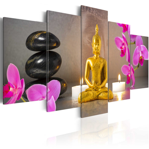 prezzo Quadro - Buddha D'Oro E Orchidee 100x50cm Erroi