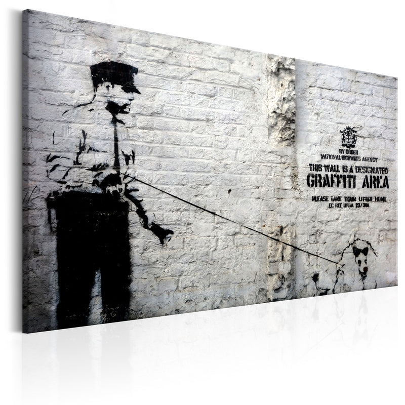 Quadro - Graffiti Area Police And A Dog By Banksy Erroi – acquista su  Giordano Shop