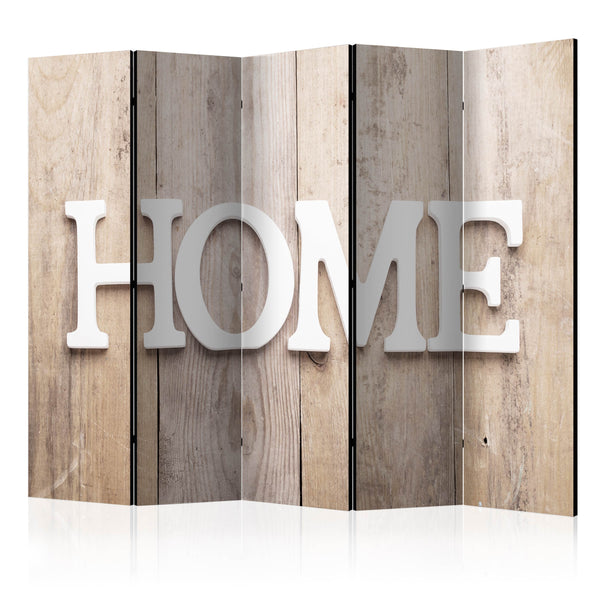 Paravento 5 Pannelli - Home On Wooden Boards 225x172cm Erroi sconto